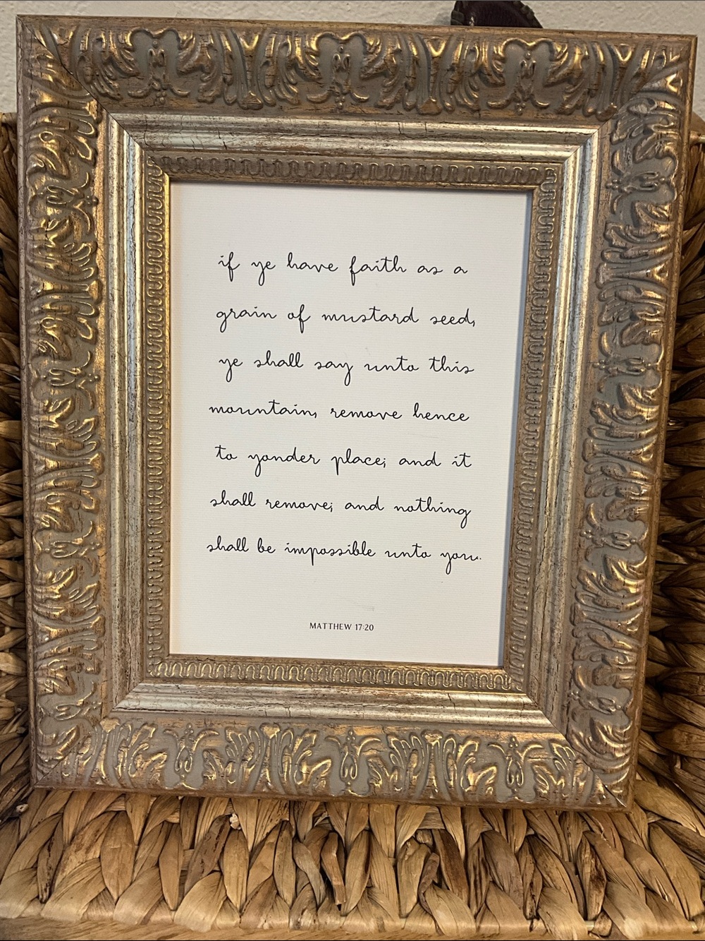 Gold Ornate Picture Frame - Elegant Home Accent Faith mustard seed  Wall art
